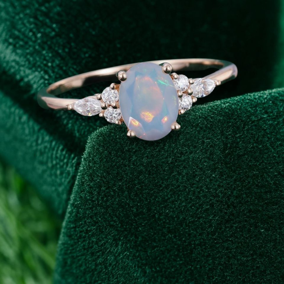 Vintage Oval Cut Opal Engagement Ring Women’s Jewelry (1)