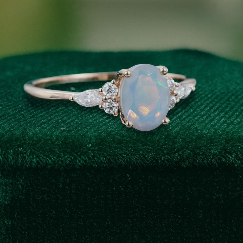Vintage Oval Cut Opal Engagement Ring Women’s Jewelry (3)