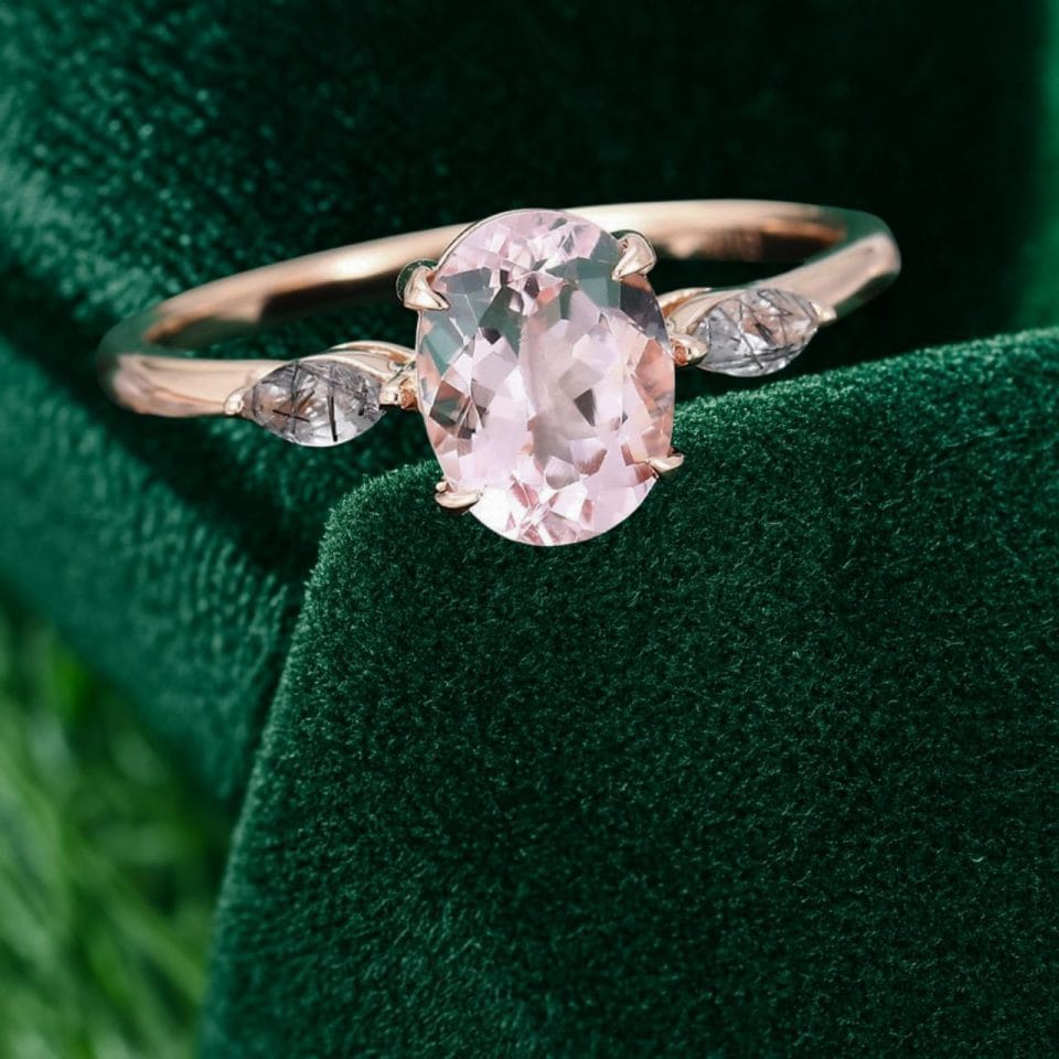 Vintage Rose Gold Oval Morganite Engagement Ring (1)