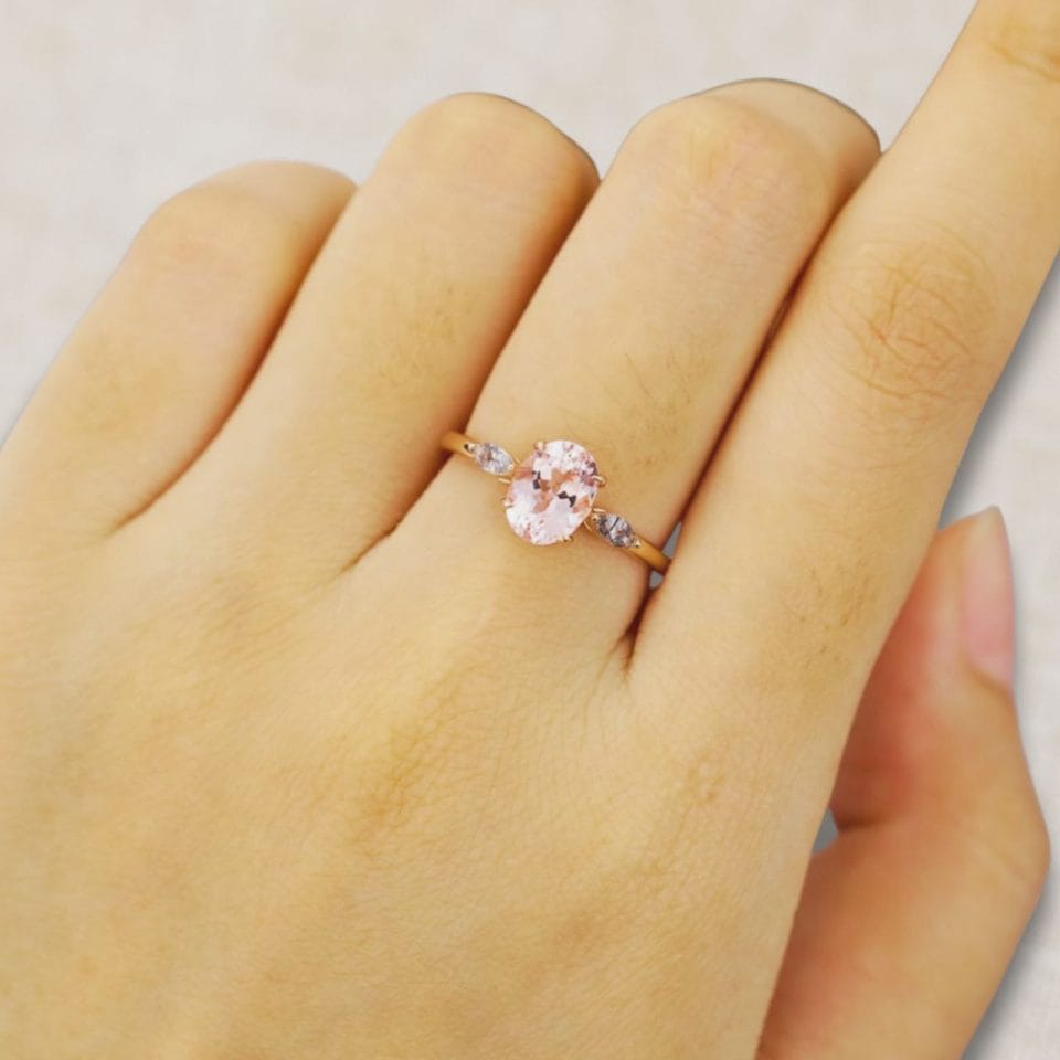 Vintage Rose Gold Oval Morganite Engagement Ring (2)