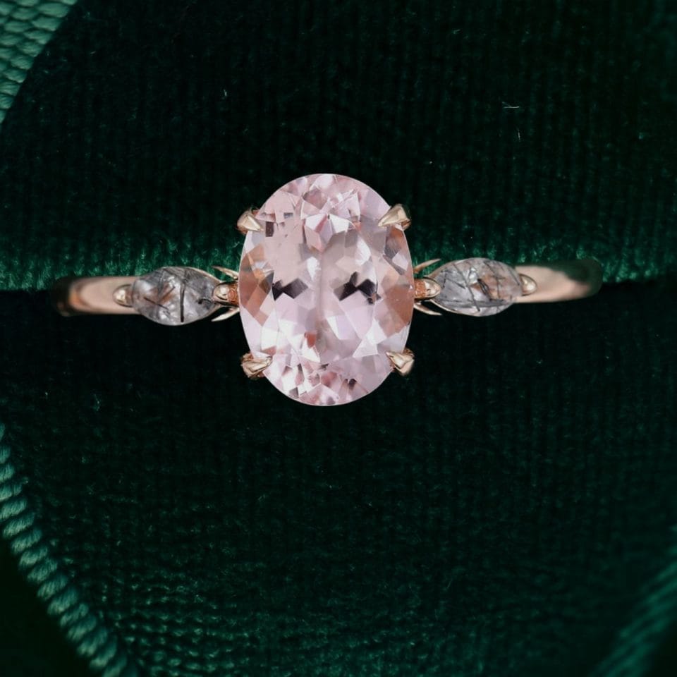 Vintage Rose Gold Oval Morganite Engagement Ring (5)