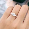 White Gold Round Cut Moissanite Engagement Ring with Gradient Side Stones