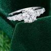 White Gold Round Cut Moissanite Engagement Ring with Gradient Side Stones (5)