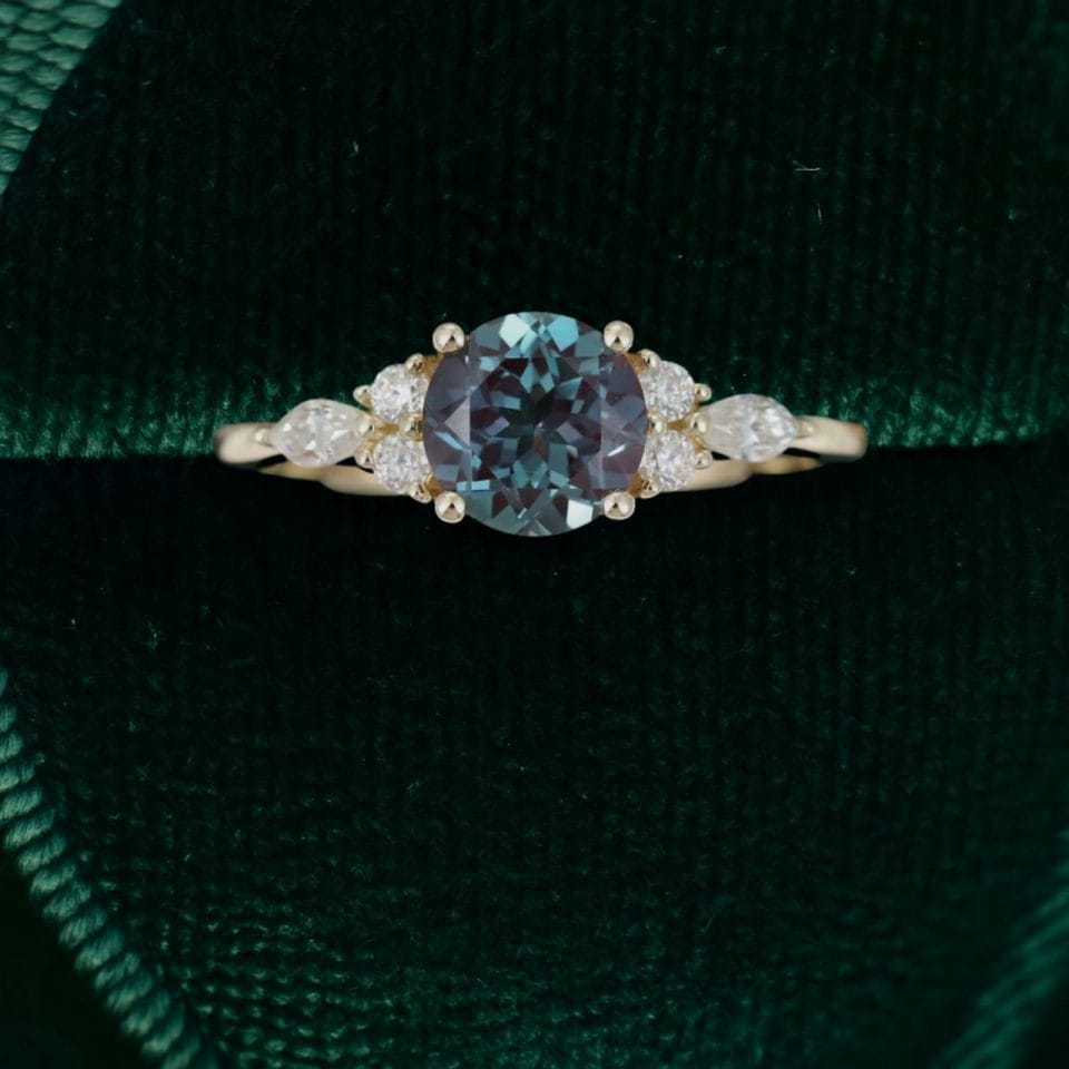 Yellow Gold Engagement Ring with Alexandrite Center Stone (4)