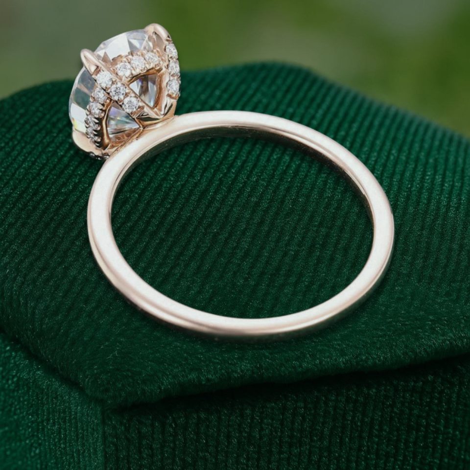 2 Carat Oval Moissanite Hidden Halo Ring in Classic Solitaire Style (5)