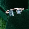Alexandrite Two-Stone Open Ring in Emerald & Shield Cuts (5)