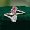 Bypass Toi et Moi Ring with Pink Sapphire and Moissanite (2)