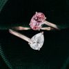 Bypass Toi et Moi Ring with Pink Sapphire and Moissanite (4)