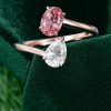 Bypass Toi et Moi Ring with Pink Sapphire and Moissanite (6)