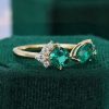 Classic Toi et Moi Ring with Cushion & Oval Cut Emeralds Timeless Open Design (3)