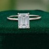 Emerald Cut Moissanite Solitaire Ring in Refined Minimal Design (2)