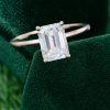 Emerald Cut Moissanite Solitaire Ring in Refined Minimal Design (6)
