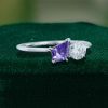Fine Purple Sapphire & Moissanite Dual Stone Engagement Ring (4)