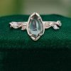 Handcrafted Organic Shaped Green Sapphire Leafwave Ring (2)