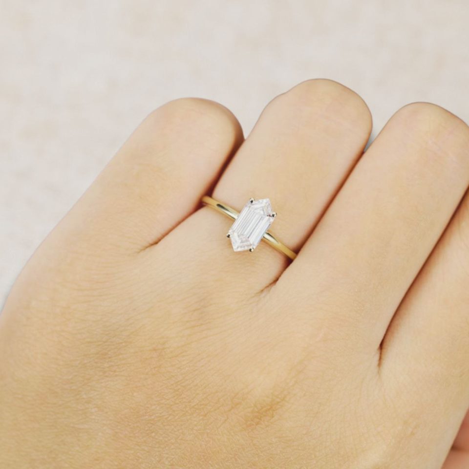 Hexagon Elegance Moissanite Solitaire Engagement Ring (1)
