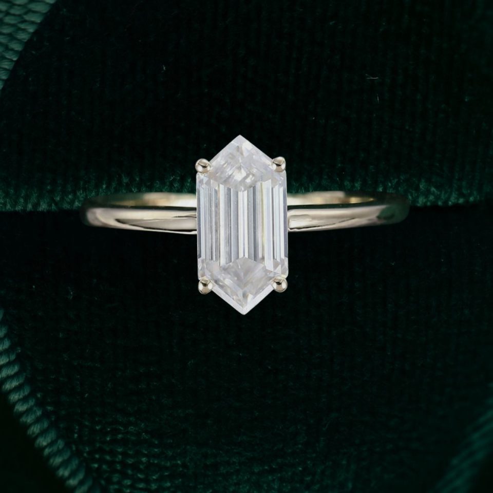 Hexagon Elegance Moissanite Solitaire Engagement Ring (4)