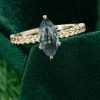 Marquise Moss Agate Leaf Prong Ring with Wheat-Inspired Band (1)