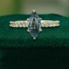 Marquise Moss Agate Leaf Prong Ring with Wheat-Inspired Band (3)