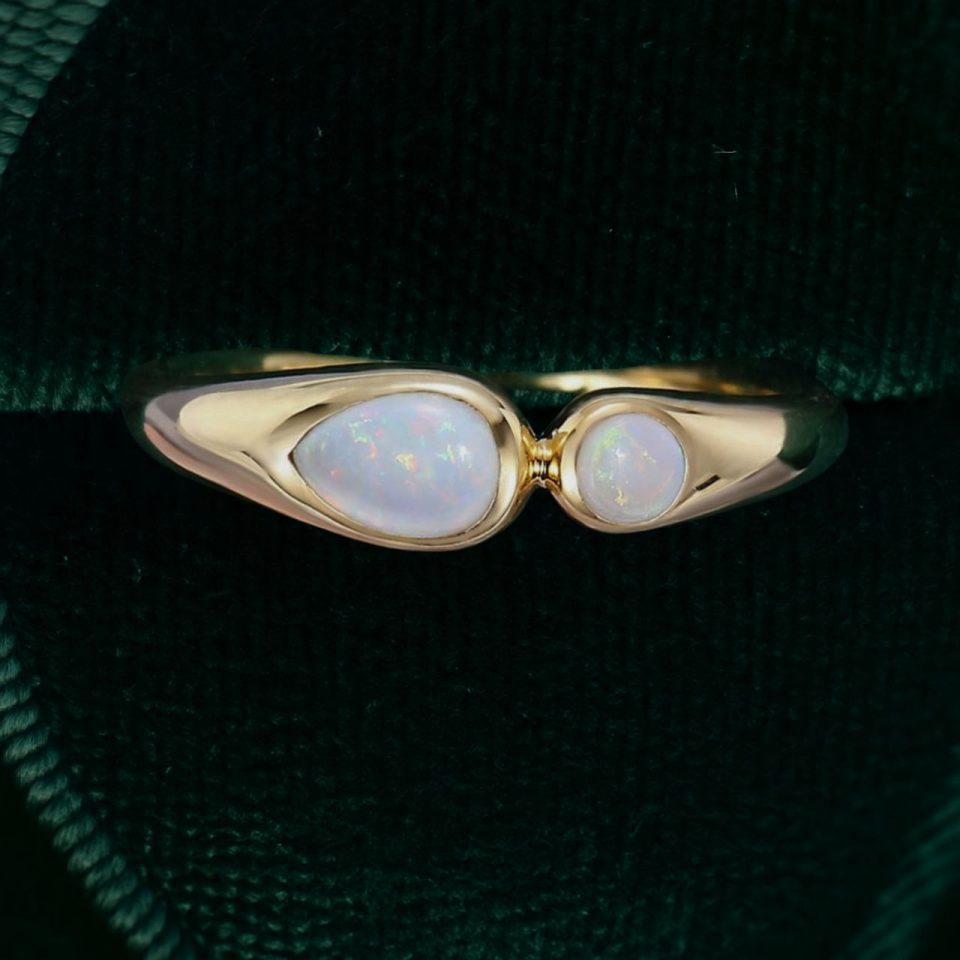 Natural Opal Two-Stone Engagement Ring – Pear and Round Toi et Moi Design (5)