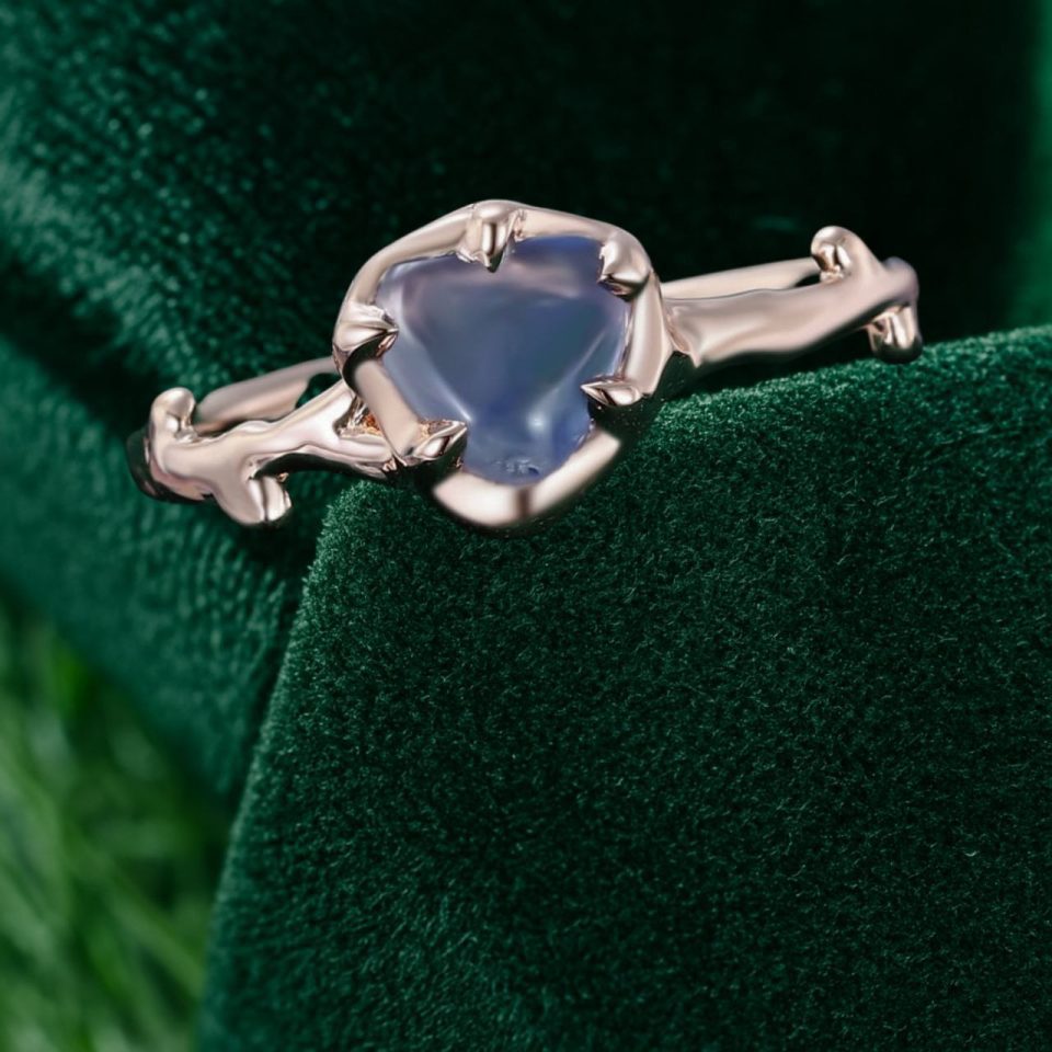 Nature-Inspired Lavender Sapphire Twig Solitaire Ring in Unik Form Design (2)
