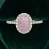 Opulent Oval Pink Opal Halo Ring with Moissanite Pavé Accents (5)