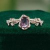 Organic Flow Purple Sapphire Ring with Sculpted Olive Leaf Accents (2)