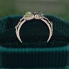 Organic Shaped Green Sapphire Dual-Stone Ring with Leaf Accent (1)