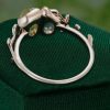 Organic Shaped Green Sapphire Dual-Stone Ring with Leaf Accent (6)