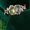 Organic Shaped Green Sapphire Dual-Stone Ring with Leaf Accent (7)