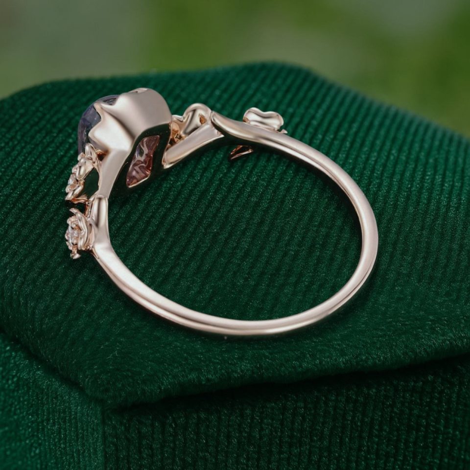 Pink Sapphire Cherry Blossom Ring with Sculpted Organic Form (7)