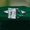 Toi et Moi Engagement Ring with Lab Emerald & White Topaz (2)