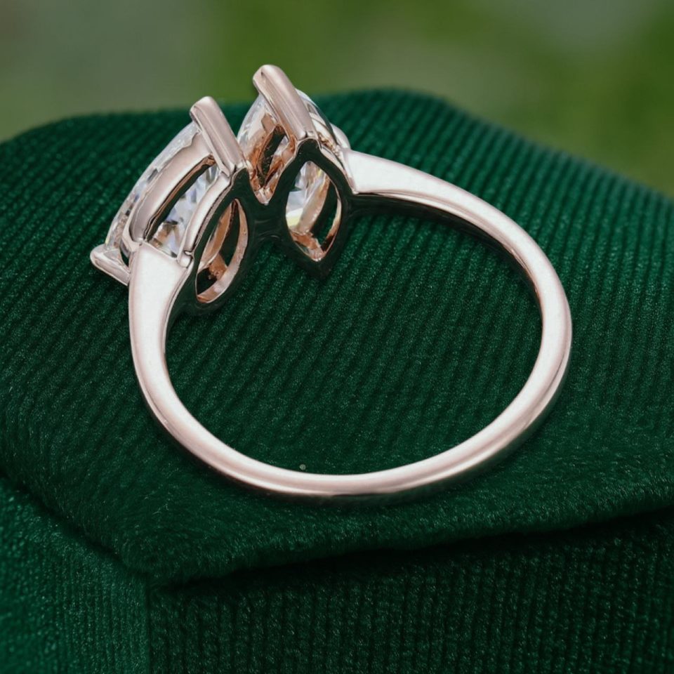 Unique Two-Stone Engagement Ring with Marquise & Pear Moissanite (5)
