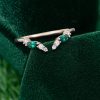Curved Open Wedding Band with Emerald & Diamond Cluster (6)