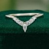 Curved Wedding Band with Marquise & Round Cut Moissanite (2)