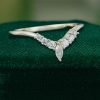 Curved Wedding Band with Marquise & Round Cut Moissanite (3)