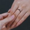 Curved Yellow Gold Wedding Band with Black Onyx – Unique Ring (1)