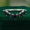 Curved Yellow Gold Wedding Band with Black Onyx – Unique Ring (2)
