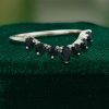 Curved Yellow Gold Wedding Band with Black Onyx – Unique Ring (3)