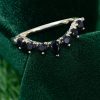 Curved Yellow Gold Wedding Band with Black Onyx – Unique Ring (6)