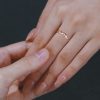 Dainty Contour Wedding Band with Trio-Shaped Moissanite – Stacking Ring (1)