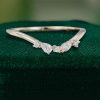 Dainty Contour Wedding Band with Trio-Shaped Moissanite – Stacking Ring (3)