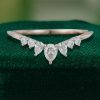 Elegant Curved Wedding Band with Pear-Shaped Moissanite (2)