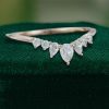 Elegant Curved Wedding Band with Pear-Shaped Moissanite (3)