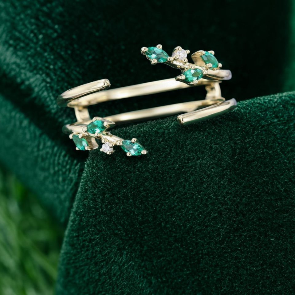 Emerald Open Enhancer Band – Stackable Wedding Ring (5)