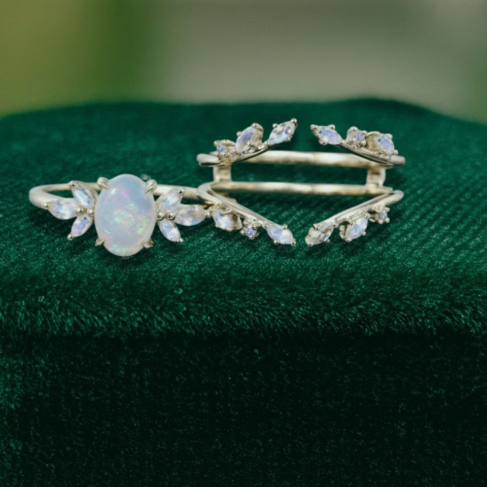 Fantasy-Inspired Engagement Ring Set with Opal & Moonstone (3)