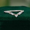 Fine Leaf Motif Curved Moissanite Wedding Band (3)