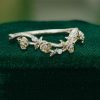 Floral-Inspired Curved Moissanite Wedding Band with Rose Accents (3)