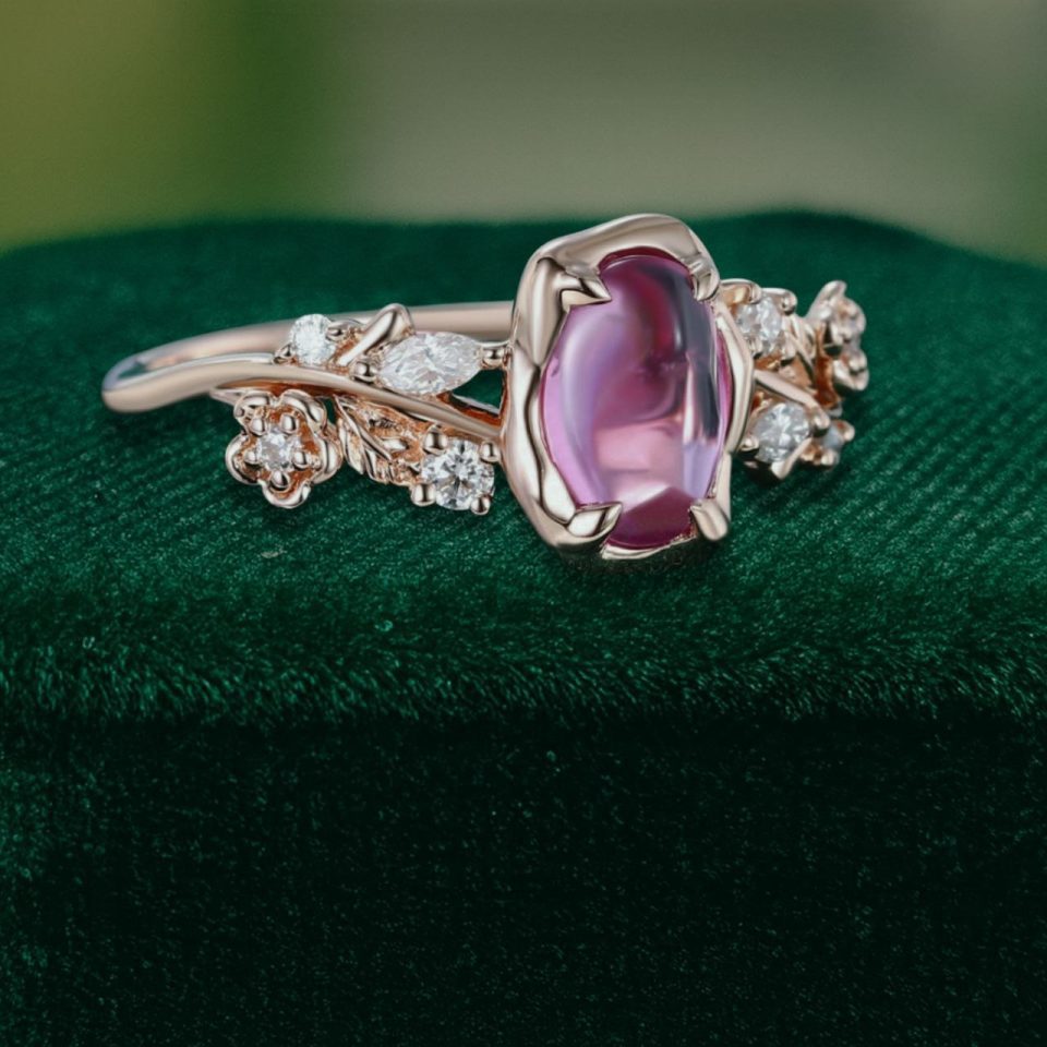 Garden Inspired Organic Pink Sapphire Ring — Unik Form (5)