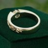 Gender-Neutral Wedding Band with Hexagon-Cut Moss Agate & Leaf Accents (5)