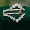 Gradual Round-Cut Moissanite Curved Pavé Double Wedding Band Enhancer (3)